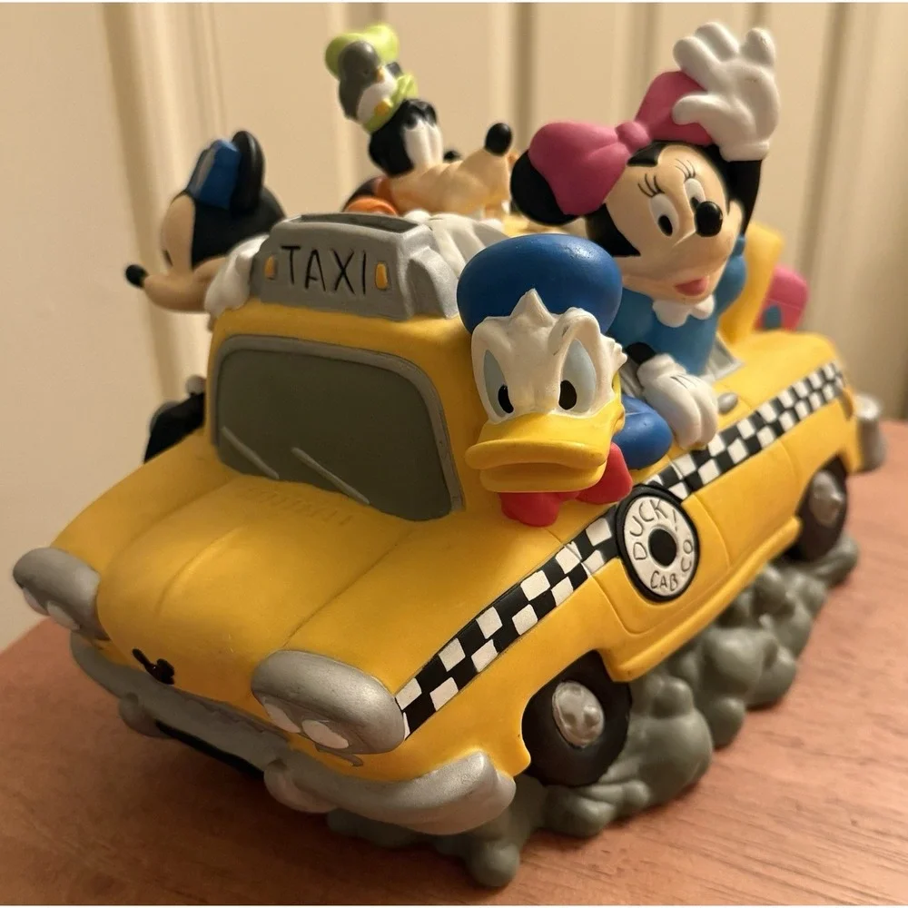 Disney Mickey‎ Mouse & Friends Coin Piggy Bank Taxi Cab Fab 5 Five Yellow Car
